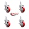 Service Caster 4 Inch Red Poly Wheel Swivel 7/8 Inch Square Stem Caster Set with Brake SCC SCC-SQ20S414-PPUB-RED-TLB-78-4 - alternate 2
